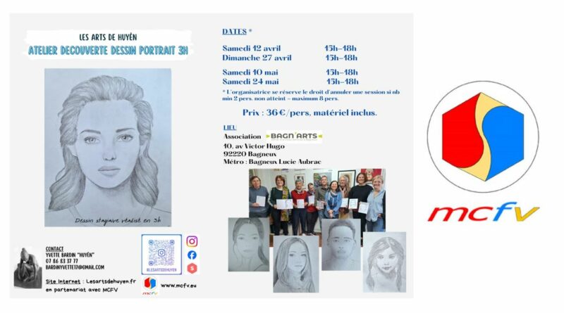 Ateliers d’initiation au dessin de portraits par Huyên en partenariat avec le MCFV à Bagneux (92) – n°6 – et expositions de Huyên